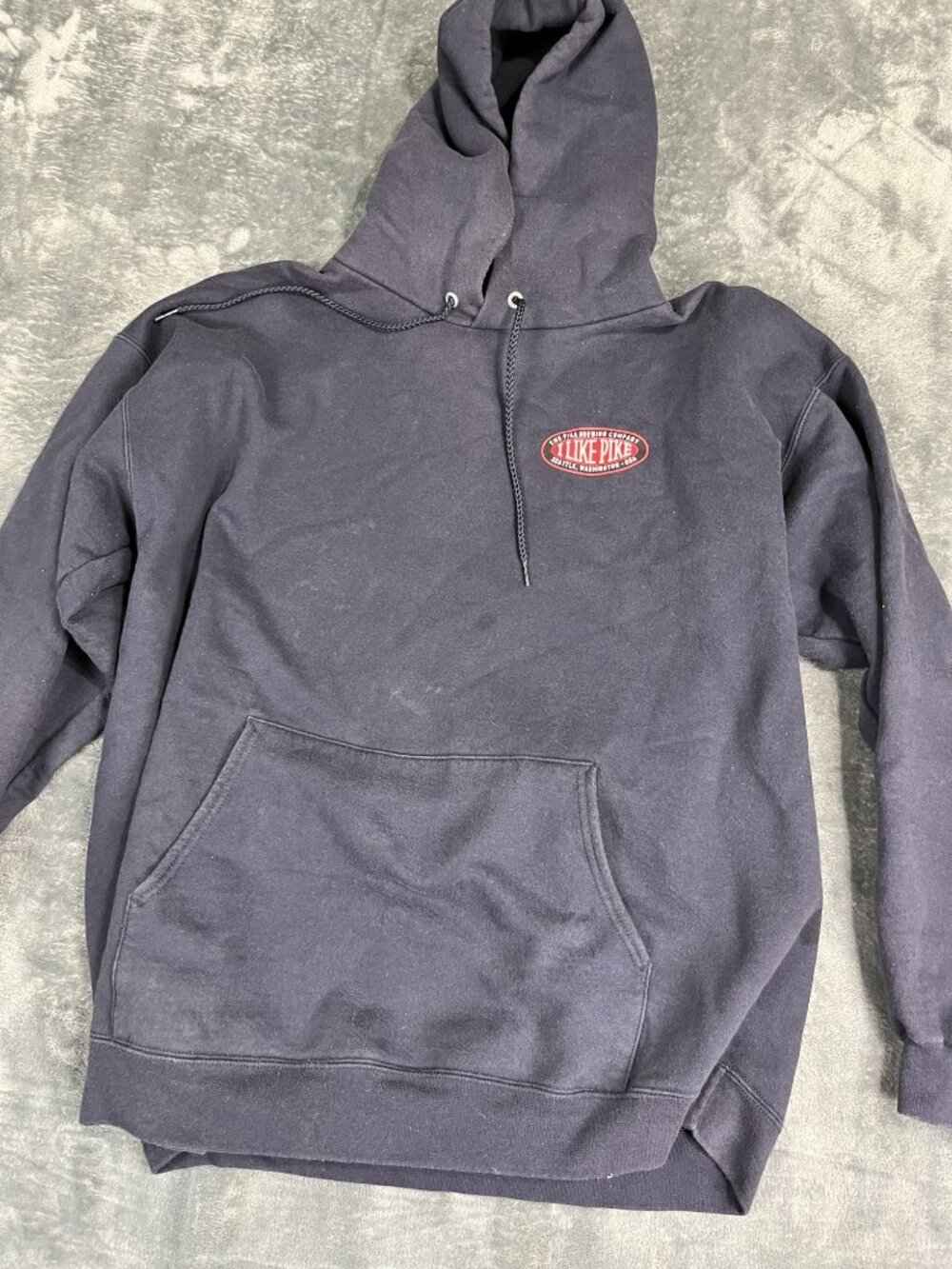 Hanes Mens Navy I Like Pike Brewing Co Seattle Graphic Hoodie L